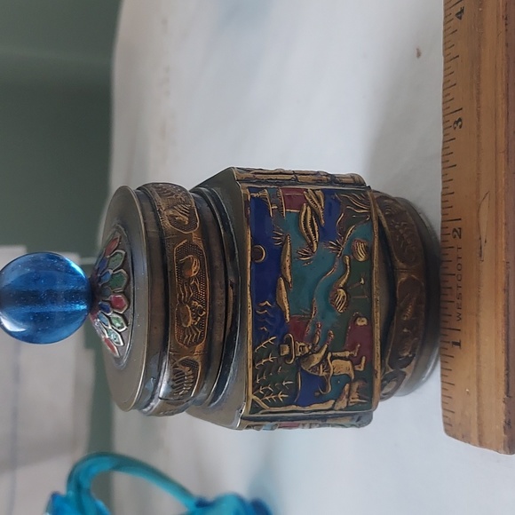 Vintage Cloisonné ginger jar with lid and glass blall Chinese art jar - Picture 12 of 12